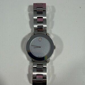 Movado Silver Watch with Pink Accents